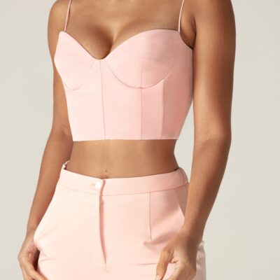 Women Alieva Tops | Carla Structure Crop Top (Soft Pink)