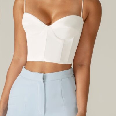 Women Alieva Tops | Carla Structure Crop Top (Off White)