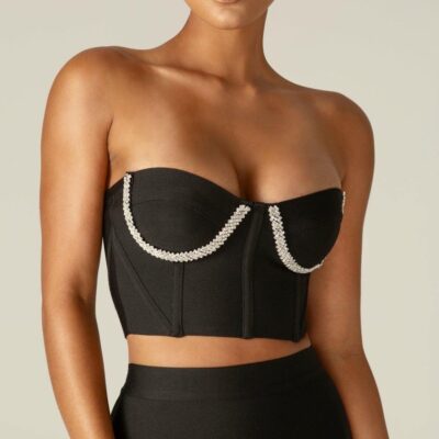 Women Alieva Tops | Celine Corset Top (Black)