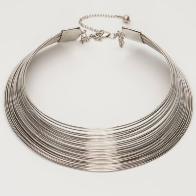 Women Alieva  | Delara Handmade Multi Strand Brass Necklace (Silver)