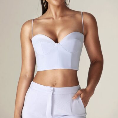 Women Alieva Tops | Carla Structure Crop Top (Baby Blue)