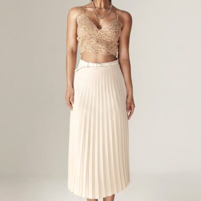 Women Alieva Tops | Camille Lace Straps Crop Top (Nude)