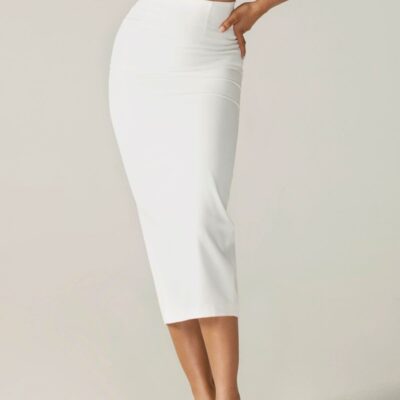 Women Alieva Skirts | Shay Crepe Midi Skirt (Off White)